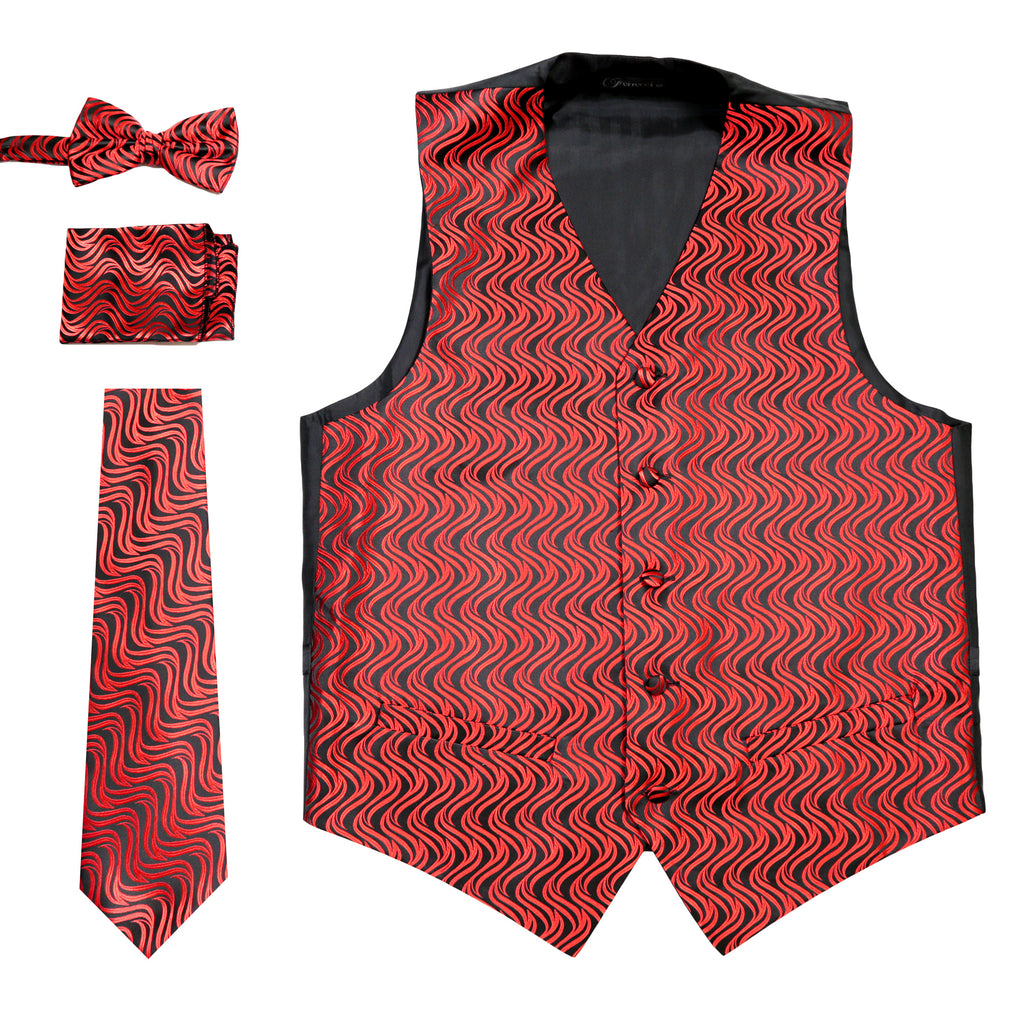Ferrecci Mens PV150 - Black/Red Vest Set - FHYINC best men