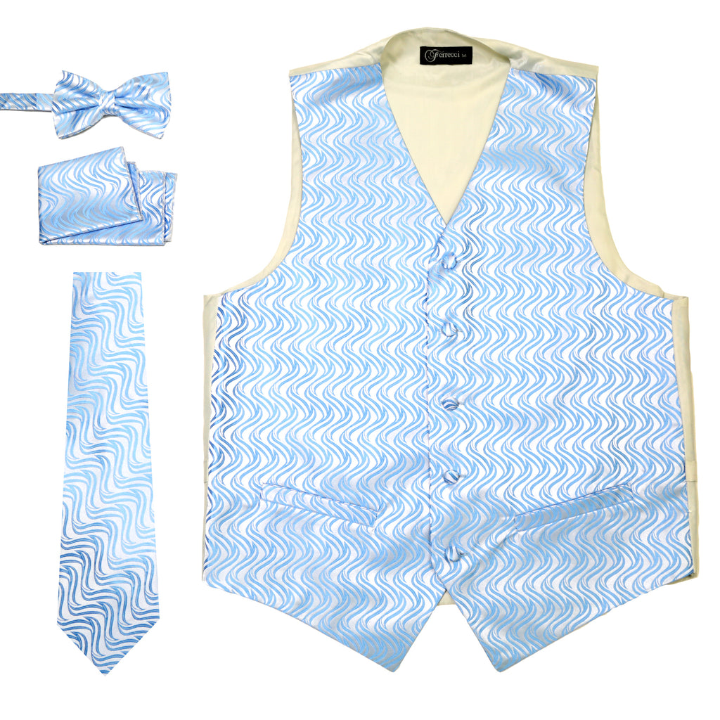 Ferrecci Mens PV150 - Blue/Cream Vest Set - FHYINC best men