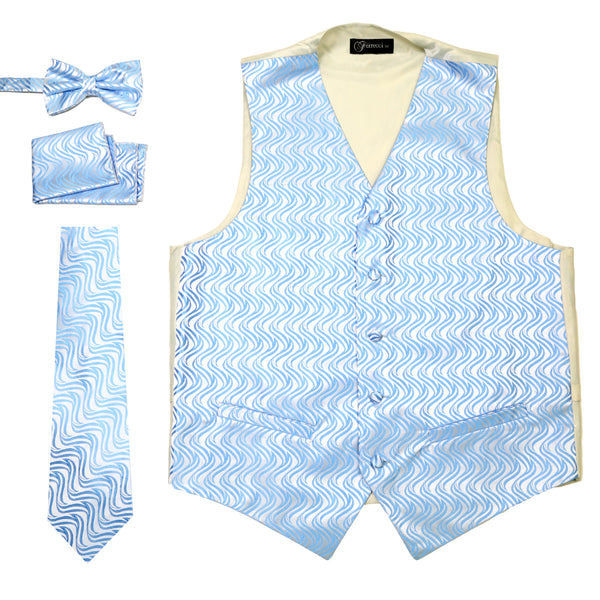 Ferrecci Mens PV150 - Blue/Cream Vest Set - FHYINC best men's suits, tuxedos, formal men's wear wholesale