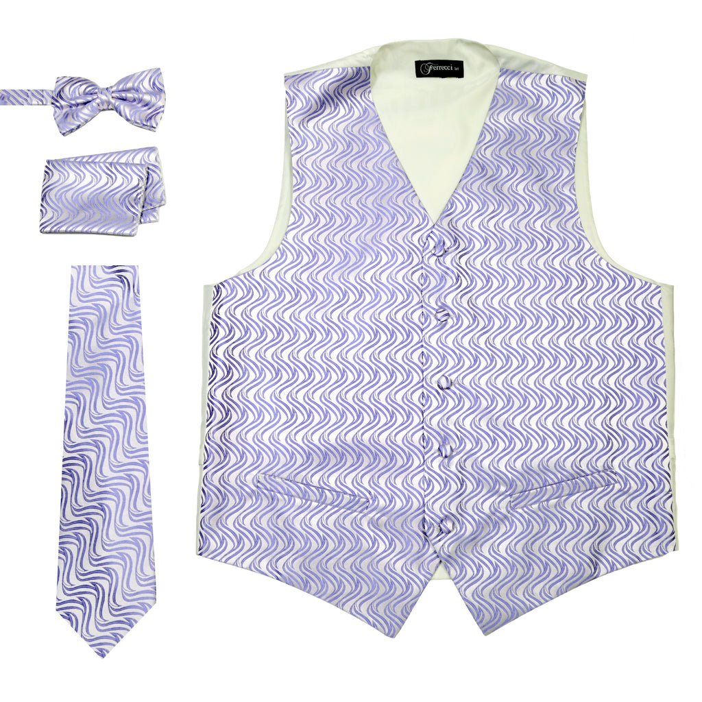 Ferrecci Mens PV150 - Purple/Cream Vest Set - FHYINC best men