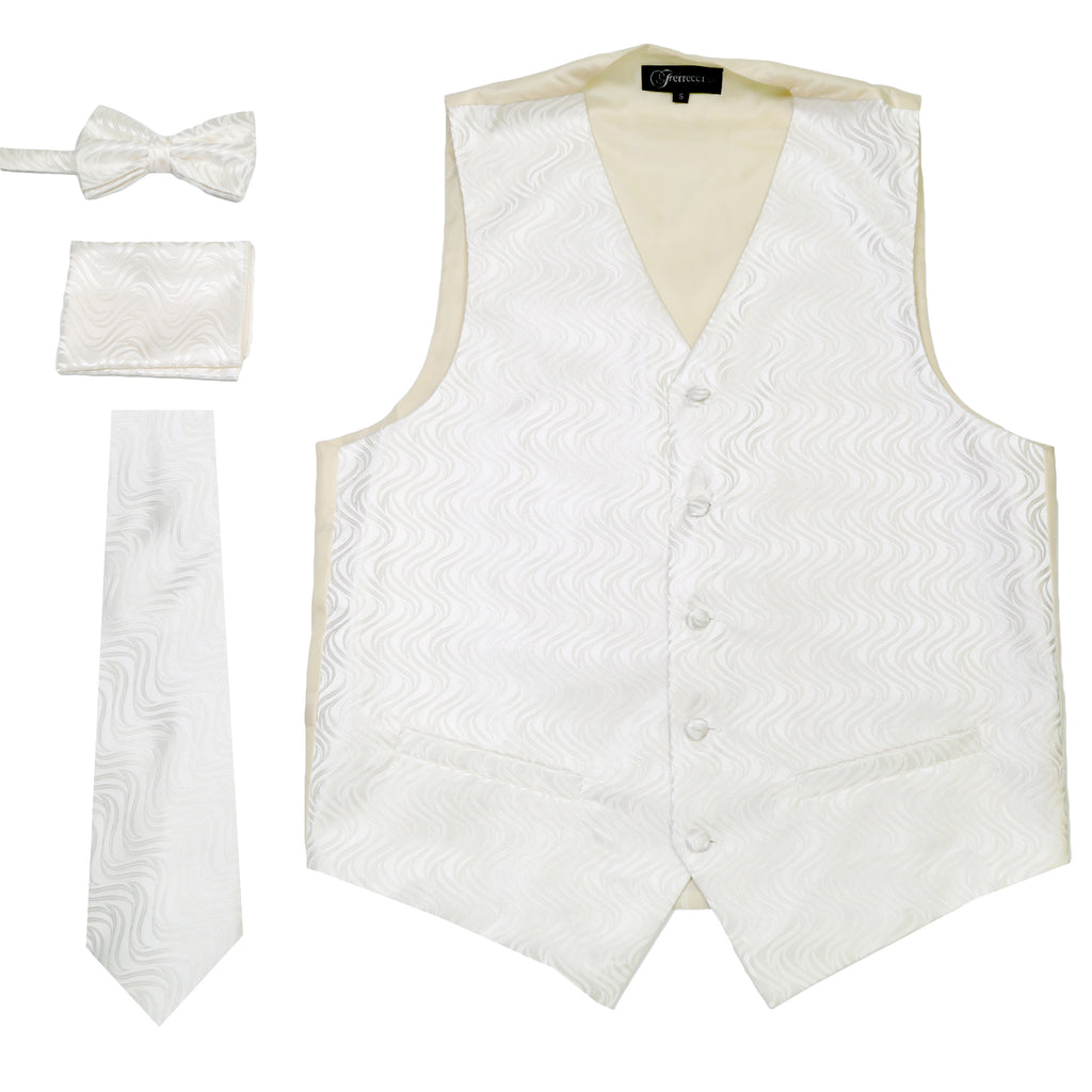 Ferrecci Mens PV150 - White/Cream Vest Set - FHYINC best men
