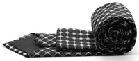 Mens Dads Classic Black Geometric Pattern Business Casual Necktie & Hanky Set W-1 - FHYINC best men's suits, tuxedos, formal men's wear wholesale
