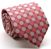 Mens Dads Classic Red Geometric Pattern Business Casual Necktie & Hanky Set W-9 - FHYINC best men's suits, tuxedos, formal men's wear wholesale