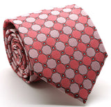 Mens Dads Classic Red Geometric Pattern Business Casual Necktie & Hanky Set W-9 - FHYINC best men's suits, tuxedos, formal men's wear wholesale