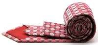 Mens Dads Classic Red Geometric Pattern Business Casual Necktie & Hanky Set W-9 - FHYINC best men's suits, tuxedos, formal men's wear wholesale