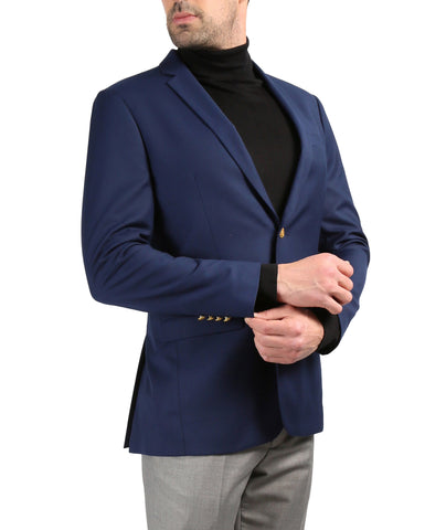 Men's Warwick Gold Button Slim Fit Navy Blazer