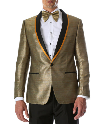 Men's Webber Black & Gold Modern Fit Shawl Collar Tuxedo Blazer