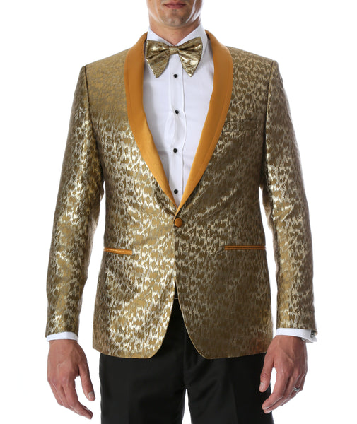 Men's Webber Gold Modern Fit Shawl Collar Tuxedo Blazer - FHYINC best men's suits, tuxedos, formal men's wear wholesale