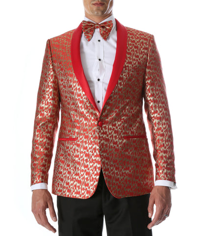 Men's Webber Red Modern Fit Shawl Collar Tuxedo Blazer