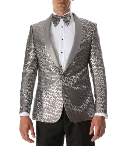 Men's Webber Silver Modern Fit Shawl Collar Tuxedo Blazer