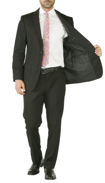 Windsor Black Slim Fit 2pc Suit - FHYINC best men's suits, tuxedos, formal men's wear wholesale