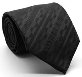 Mens Dads Classic Black Striped Pattern Business Casual Necktie & Hanky Set X-3 - FHYINC best men's suits, tuxedos, formal men's wear wholesale