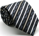 Mens Dads Classic Grey Striped Pattern Business Casual Necktie & Hanky Set X-8 - FHYINC best men's suits, tuxedos, formal men's wear wholesale