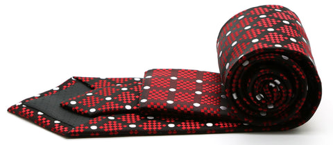 Mens Dads Classic Red Circle Pattern Business Casual Necktie & Hanky Set XO-2