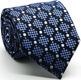 Mens Dads Classic Navy Circle Pattern Business Casual Necktie & Hanky Set XO-3 - FHYINC best men's suits, tuxedos, formal men's wear wholesale