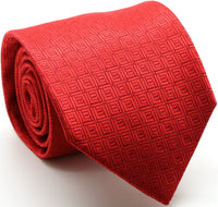 Mens Dads Classic Red Geometric Pattern Business Casual Necktie & Hanky Set Y-11 - FHYINC best men's suits, tuxedos, formal men's wear wholesale