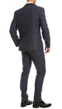 York Navy Slim Fit 3pc Herringbone Suit - FHYINC best men's suits, tuxedos, formal men's wear wholesale