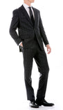 Yves Black Plaid Check Men's Premium 2pc Premium Wool Slim Fit Suit - FHYINC best men's suits, tuxedos, formal men's wear wholesale