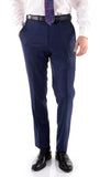 Yves Blue Plaid Check Men's Premium 2pc Premium Wool Slim Fit Suit - FHYINC best men's suits, tuxedos, formal men's wear wholesale