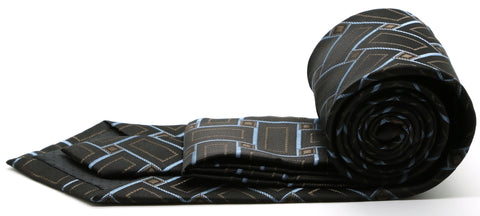 Mens Dads Classic Black Stripe Pattern Business Casual Necktie & Hanky Set Z-1