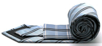 Mens Dads Classic Blue Stripe Pattern Business Casual Necktie & Hanky Set Z-4 - FHYINC best men's suits, tuxedos, formal men's wear wholesale