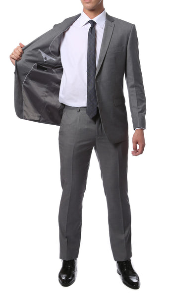 ZNL101 Light Grey Slim Fit Modern Men's 2 pc Suit - FHYINC best men's suits, tuxedos, formal men's wear wholesale