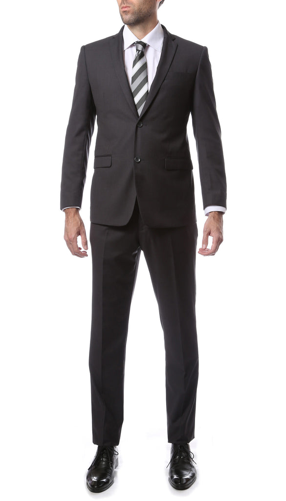 Mens ZNL22S 2pc 2 Button Slim Fit Charcoal Grey Zonettie Suit - FHYINC best men