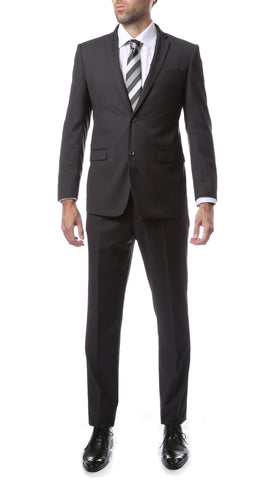 Mens ZNL22S 2pc 2 Button Slim Fit Charcoal Grey Zonettie Suit