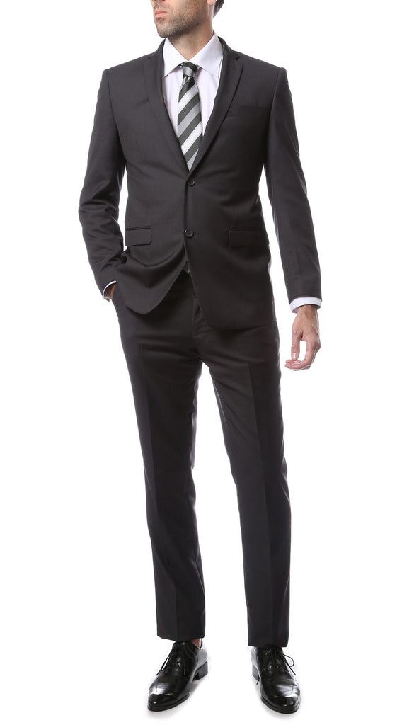 Mens ZNL22S 2pc 2 Button Slim Fit Heather Grey Zonettie Suit - FHYINC best men