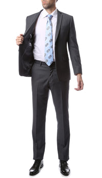 Mens ZNL22S 2pc 2 Button Slim Fit Heather Grey Zonettie Suit - FHYINC best men's suits, tuxedos, formal men's wear wholesale