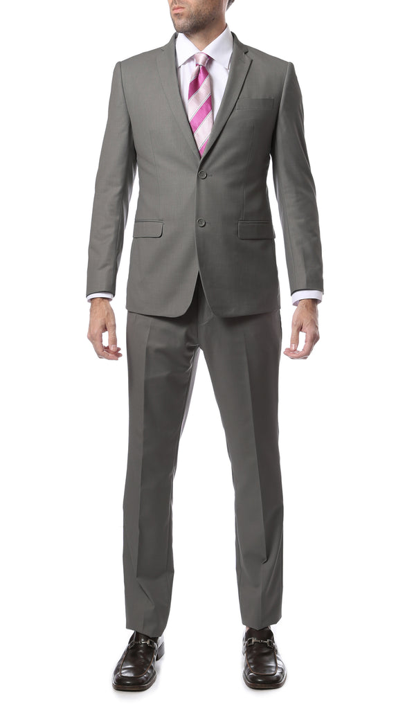 Mens ZNL22S 2pc 2 Button Slim Fit Grey Zonettie Suit - FHYINC best men