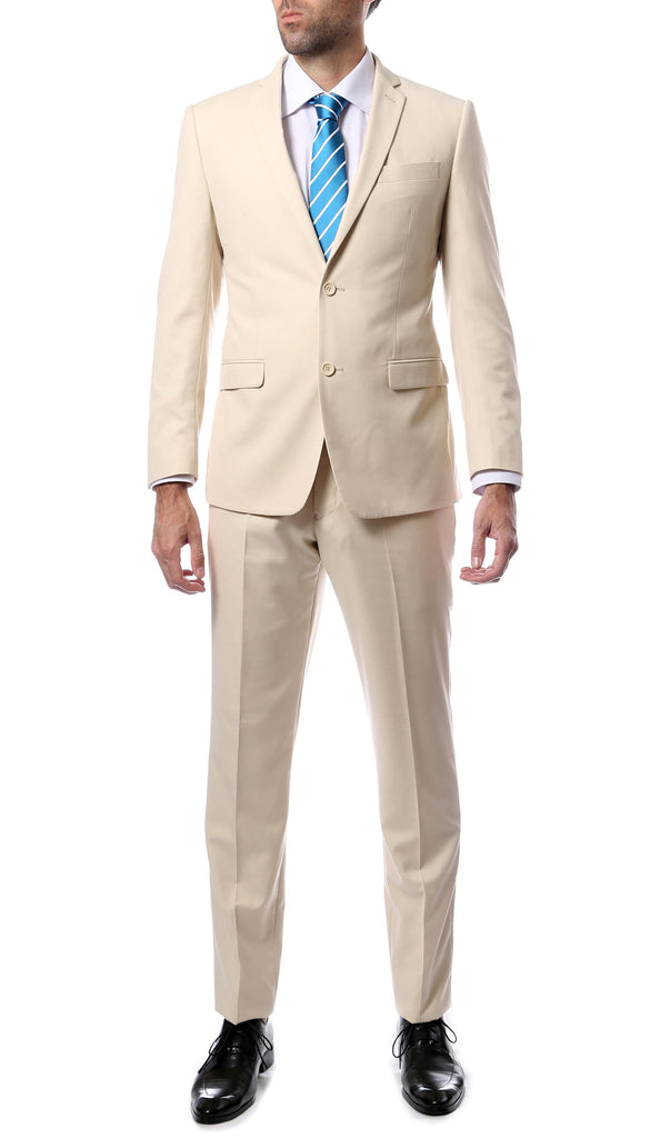 Mens ZNL22S 2pc 2 Button Slim Fit Tan Zonettie Suit - FHYINC best men