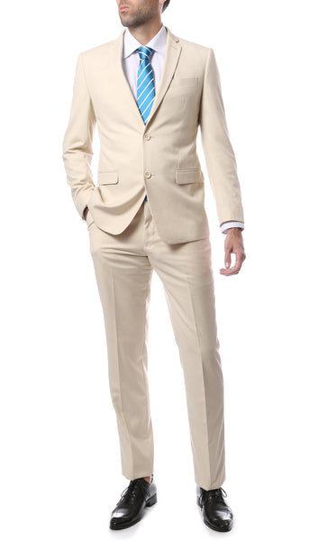 Mens ZNL22S 2pc 2 Button Slim Fit Tan Zonettie Suit - FHYINC best men's suits, tuxedos, formal men's wear wholesale