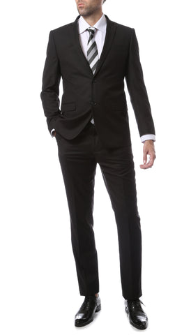 Mens ZNL22S 2pc 2 Button Slim Fit Black Zonettie Suit