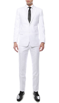 Mens ZNL22S 2pc 2 Button Slim Fit White Zonettie Suit - FHYINC best men's suits, tuxedos, formal men's wear wholesale