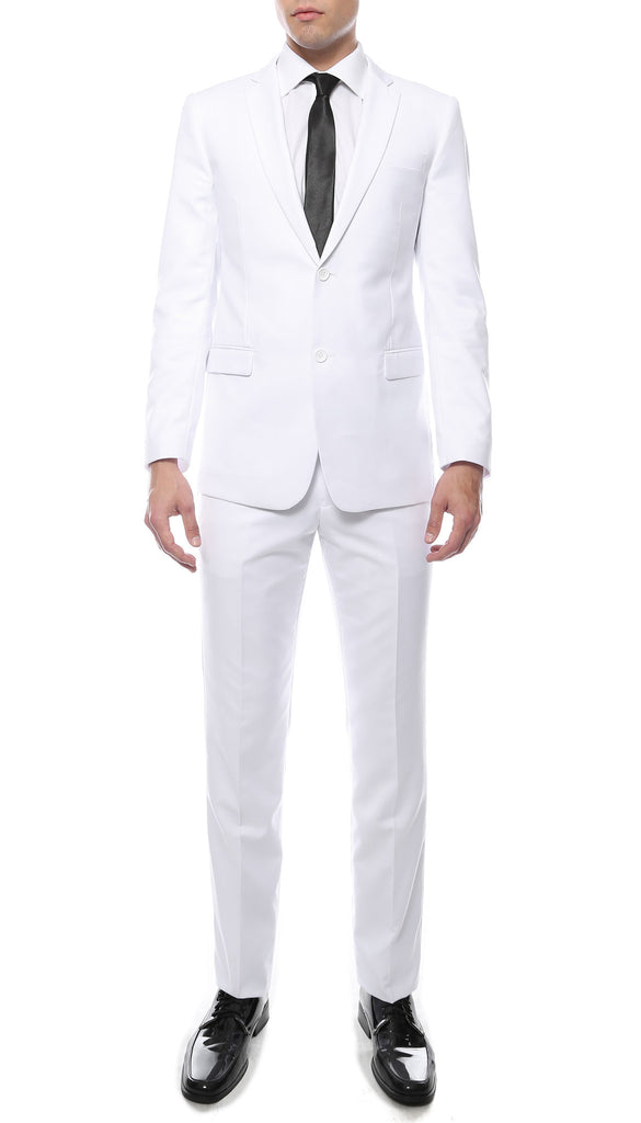 Mens ZNL22S 2pc 2 Button Slim Fit White Zonettie Suit - FHYINC best men