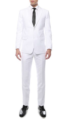 Mens ZNL22S 2pc 2 Button Slim Fit White Zonettie Suit