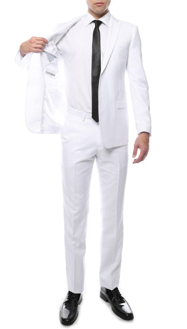 Mens ZNL22S 2pc 2 Button Slim Fit White Zonettie Suit