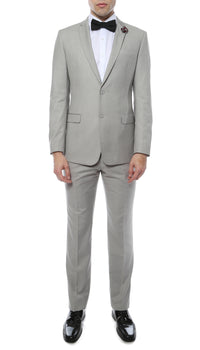Mens ZNL22S 2pc 2 Button Slim Fit LT Grey Zonettie Suit - FHYINC best men's suits, tuxedos, formal men's wear wholesale