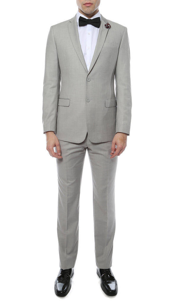 Mens ZNL22S 2pc 2 Button Slim Fit LT Grey Zonettie Suit - FHYINC best men