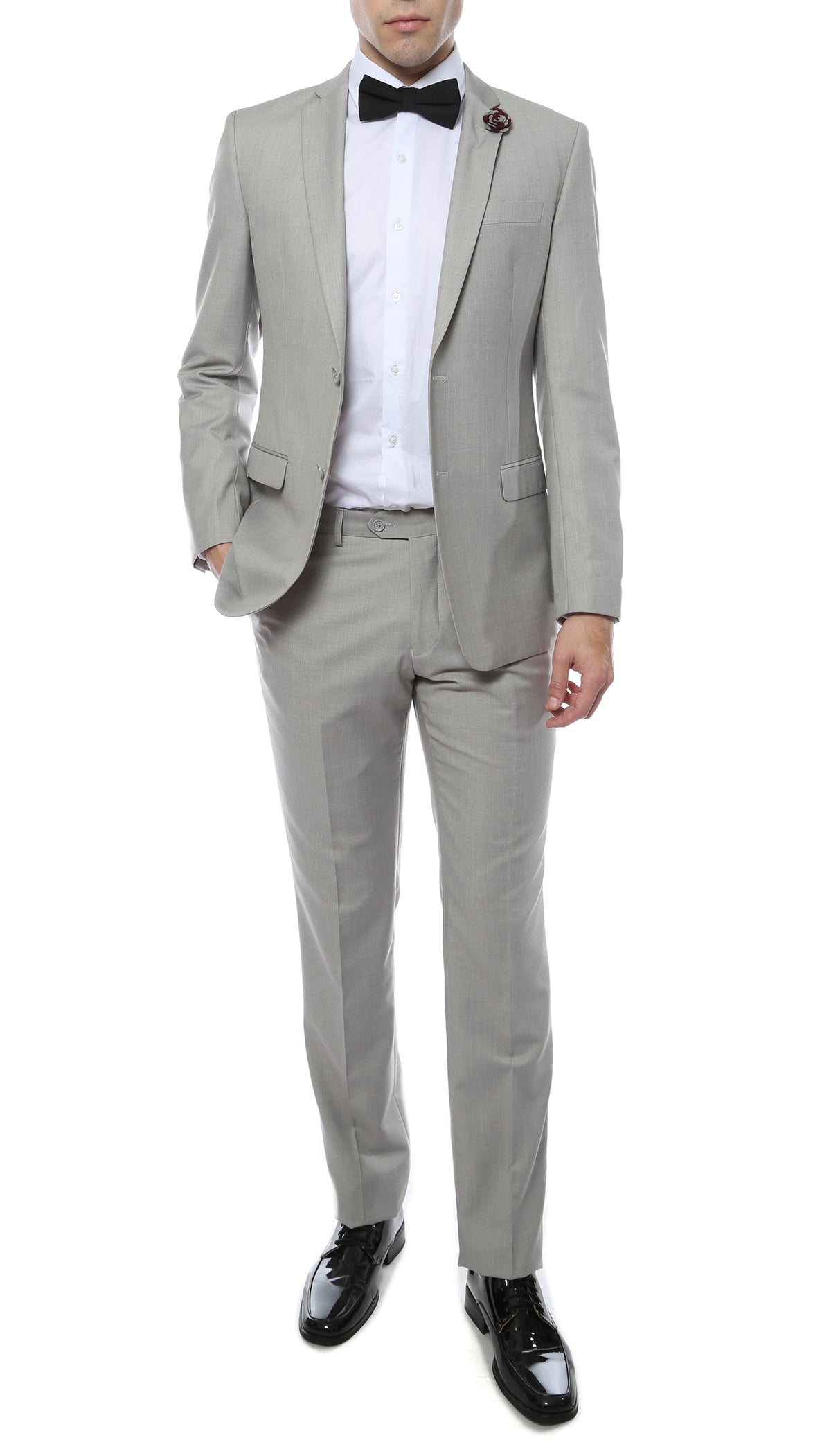 Mens ZNL22S 2pc 2 Button Slim Fit LT Grey Zonettie Suit - FHYINC best men's suits, tuxedos, formal men's wear wholesale