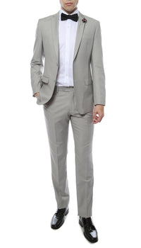 Mens ZNL22S 2pc 2 Button Slim Fit LT Grey Zonettie Suit - FHYINC best men's suits, tuxedos, formal men's wear wholesale