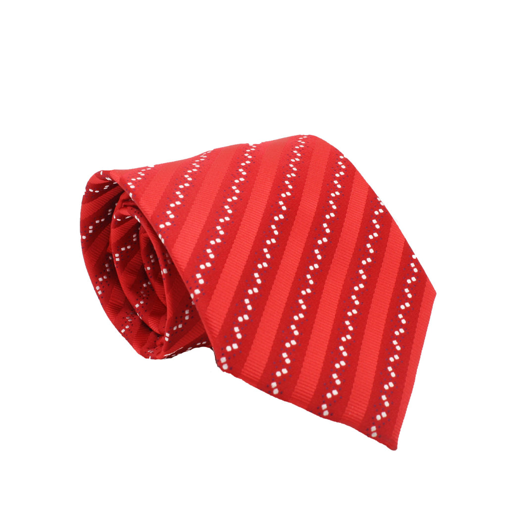 Mens Dads Classic Red Striped Pattern Business Casual Necktie & Hanky Set ZO-1 - FHYINC best men