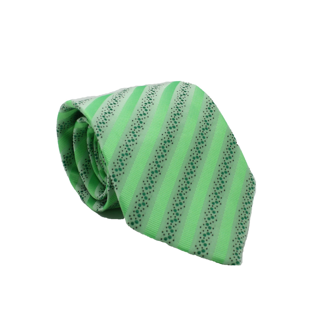 Mens Dads Classic Green Striped Pattern Business Casual Necktie & Hanky Set ZO-2 - FHYINC best men