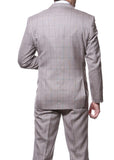 Zillo Sierra Tan 3pc Vested Slim Fit Plaid Suit - FHYINC best men's suits, tuxedos, formal men's wear wholesale