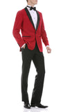 Ferrecci Men's Reno Red/Black Slim Fit Shawl Lapel 2 Piece Tuxedo Suit Set - Ferrecci USA 