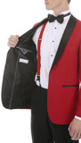 Ferrecci Men's Reno Red/Black Slim Fit Shawl Lapel 2 Piece Tuxedo Suit Set - Ferrecci USA 