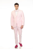 Men's Slim Fit Two Button Pink Seersucker Suit