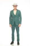 Men's Slim Fit Two Button Hunter Green Seersucker Suit