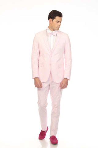 Men's Slim Fit Two Button Pink Seersucker Suit